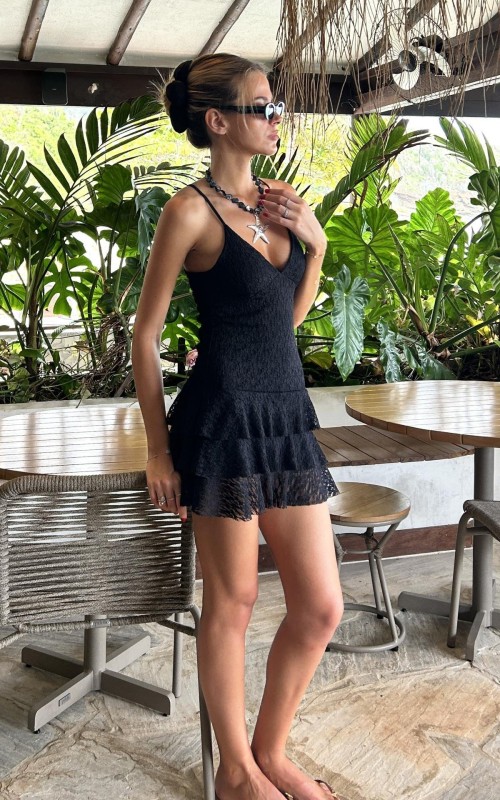 VESTIDO ENCAJE CON VOLADITOS - Art.709